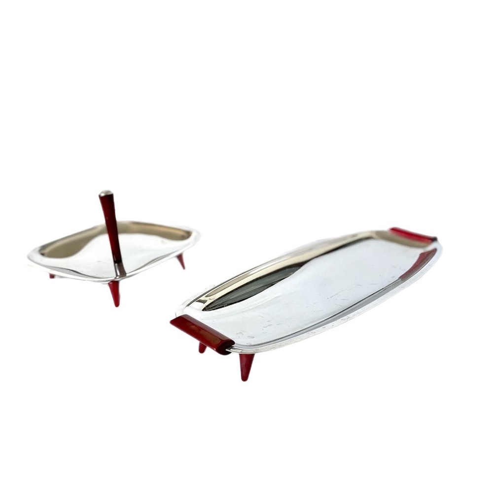Midcentury Glo-Hill BakeLite + Chrome Platter